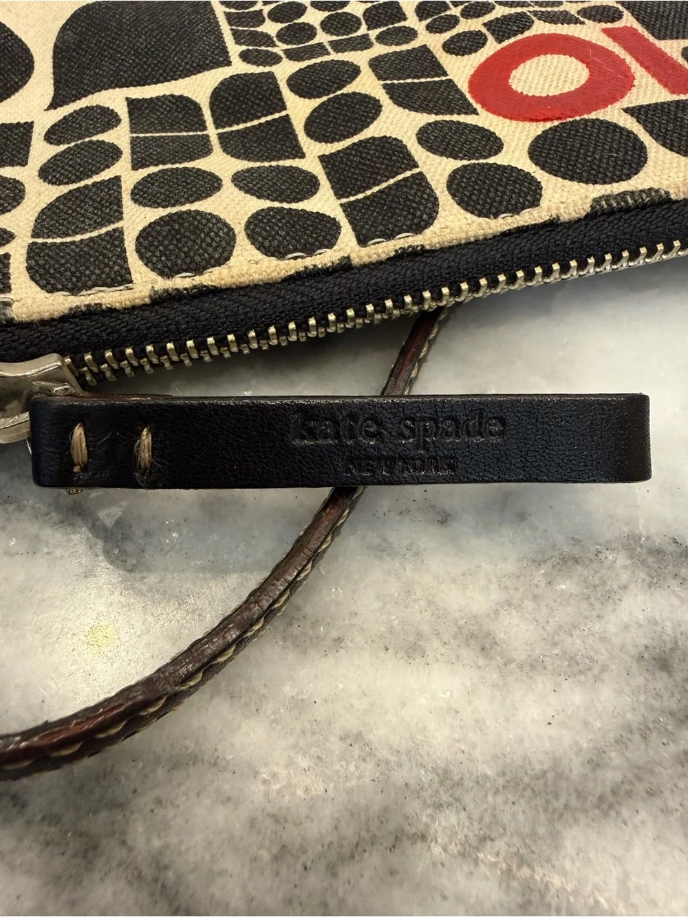 kate spade decade Black, Cream & Red Geometric Canvas Shoulder Bag